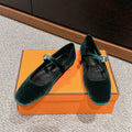 Hermes Jane Ballet Flat Castleton Green Velvet