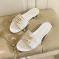 Chanel Slippers in White Cream Tweed Mule