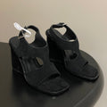 Hermes 25S Kalya Wedge Sandal 100 mm in Black Suede