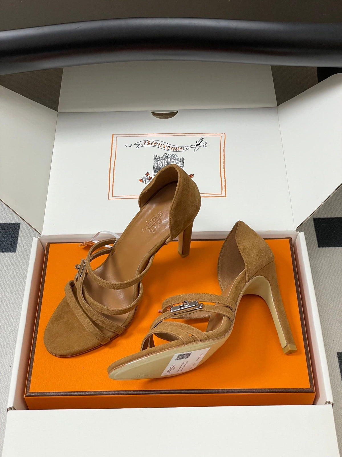 Hermes 25S High-Heel Sandal 105 mm in Brown Suede