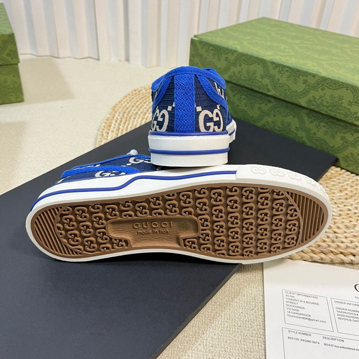 Gucci Tennis 1977 Ripstop Sneakers Blue Indigo Caro