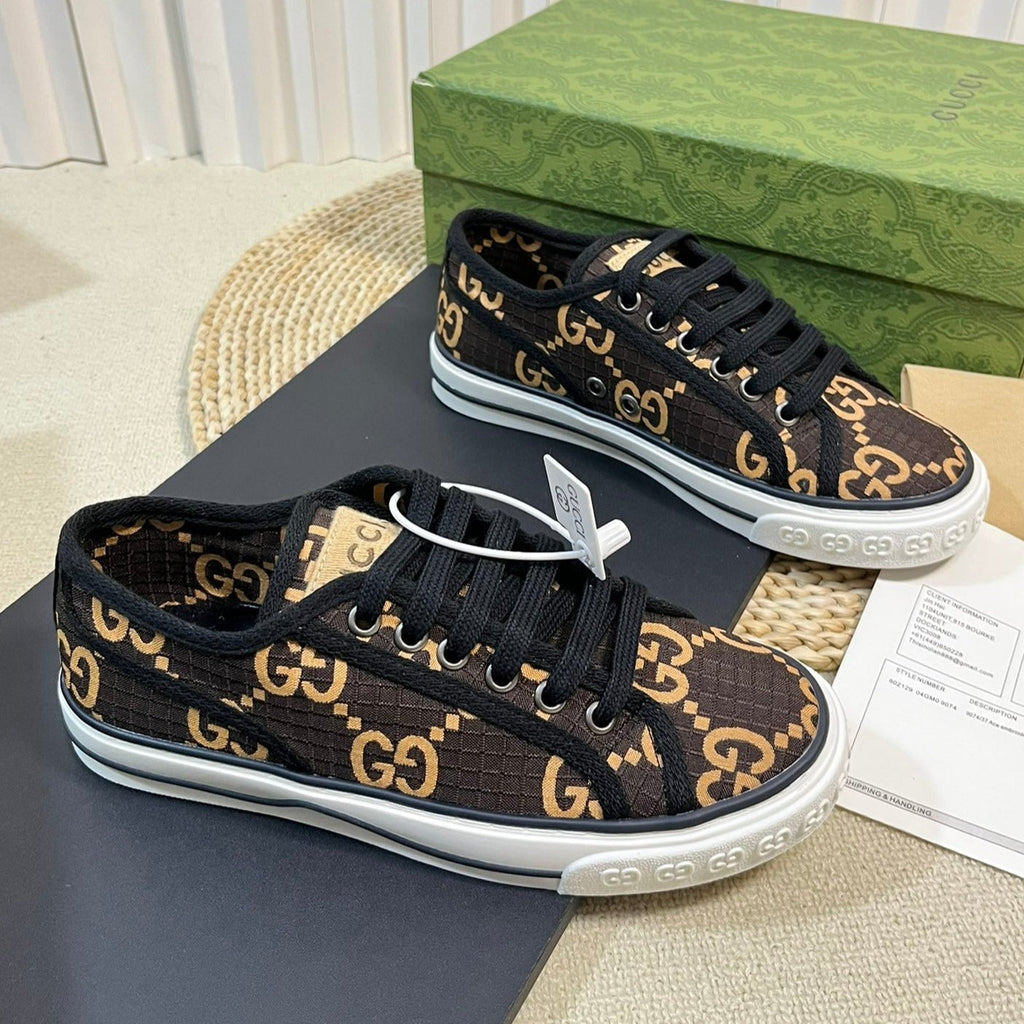Gucci Tennis 1977 Ripstop Sneakers Black Brown Caro