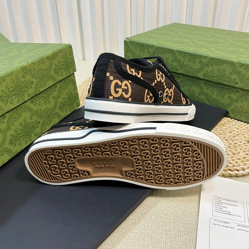 Gucci Tennis 1977 Ripstop Sneakers Black Brown Caro