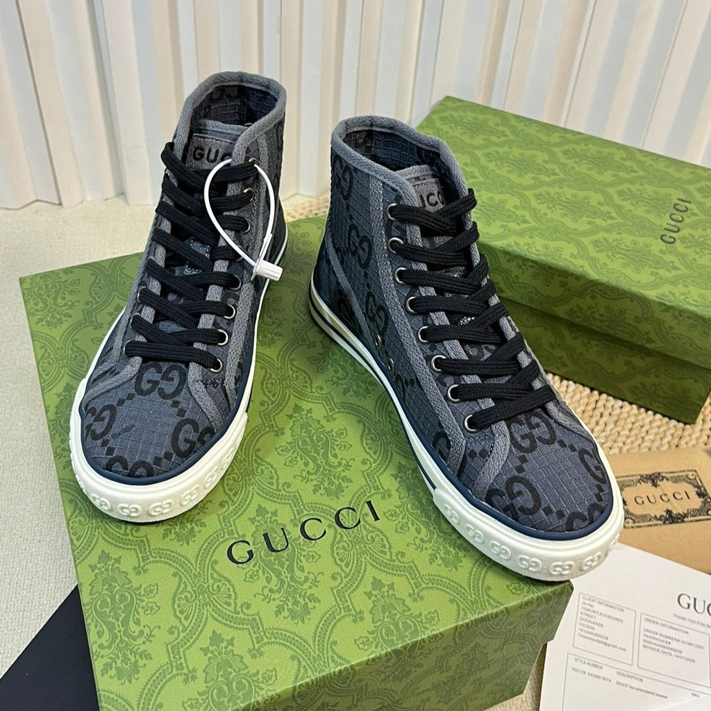 Gucci Tennis 1977 High Top Sneaker Black Grey Caro