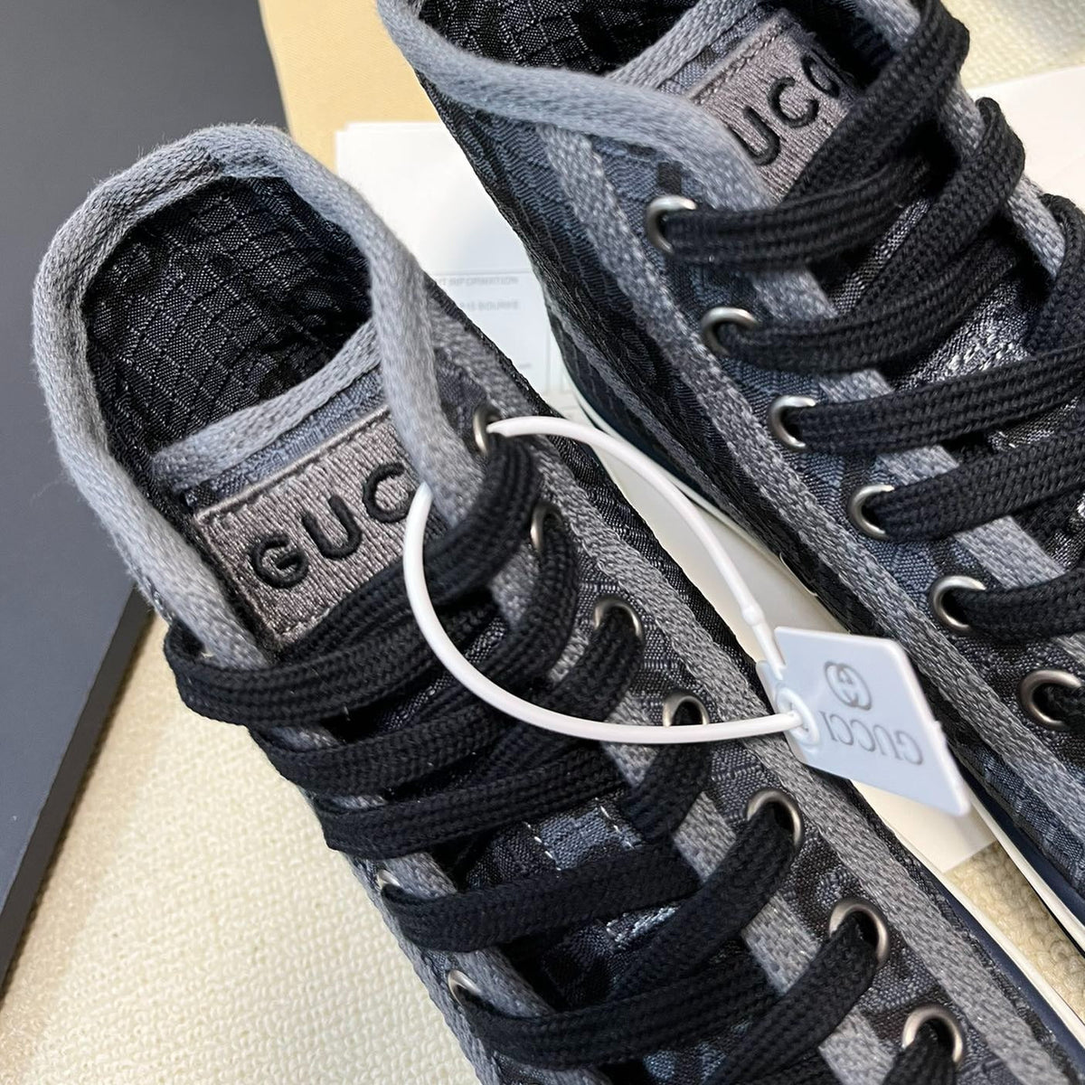 Gucci Tennis 1977 High Top Sneaker Black Grey Caro