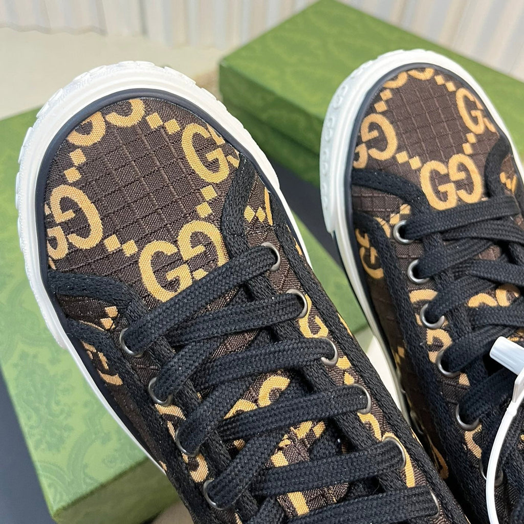Gucci Tennis 1977 High Top Sneaker Black Brown Caro