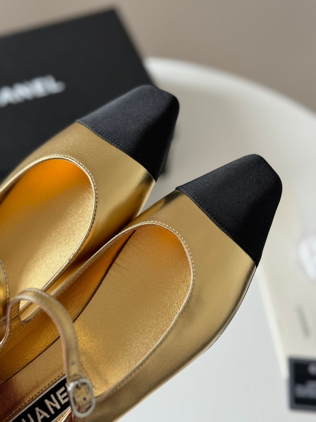 Chanel Mary Jane Golden Mix Black Calfskin