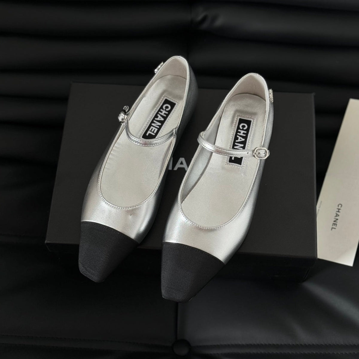 Chanel Mary Jane Silver Mix Black Calfskin