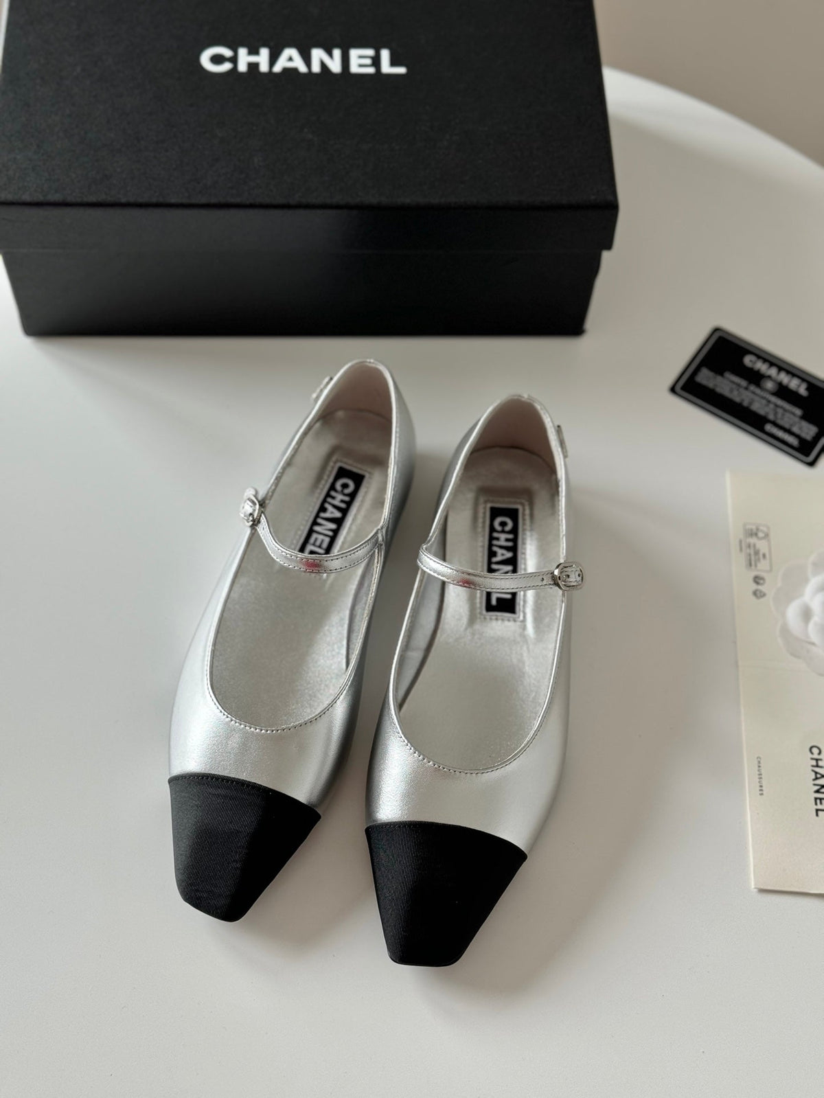 Chanel Mary Jane Silver Mix Black Calfskin