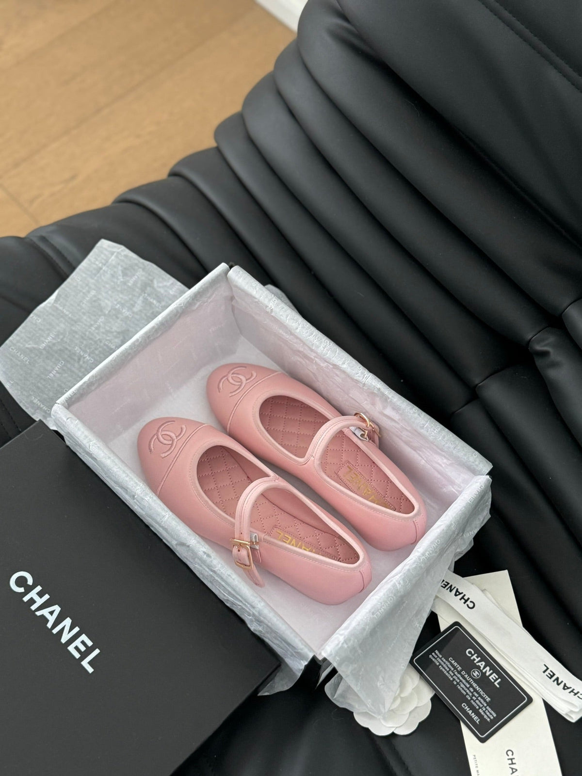 Chanel Mary Jane Shoes in Light Pink Lambskin