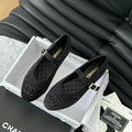 Chanel Mary Jane Shoes Black Corduroy Twill Fabric