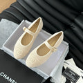 Chanel Mary Jane Shoes Beige Cream Corduroy Twill Fabric