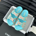 Chanel Mule Sandals Sheepskin Azure Blue