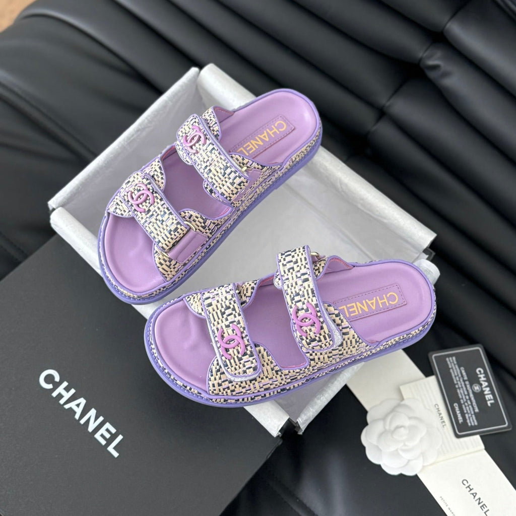 Chanel Mule Sanndals Sheepskin Heather Purple