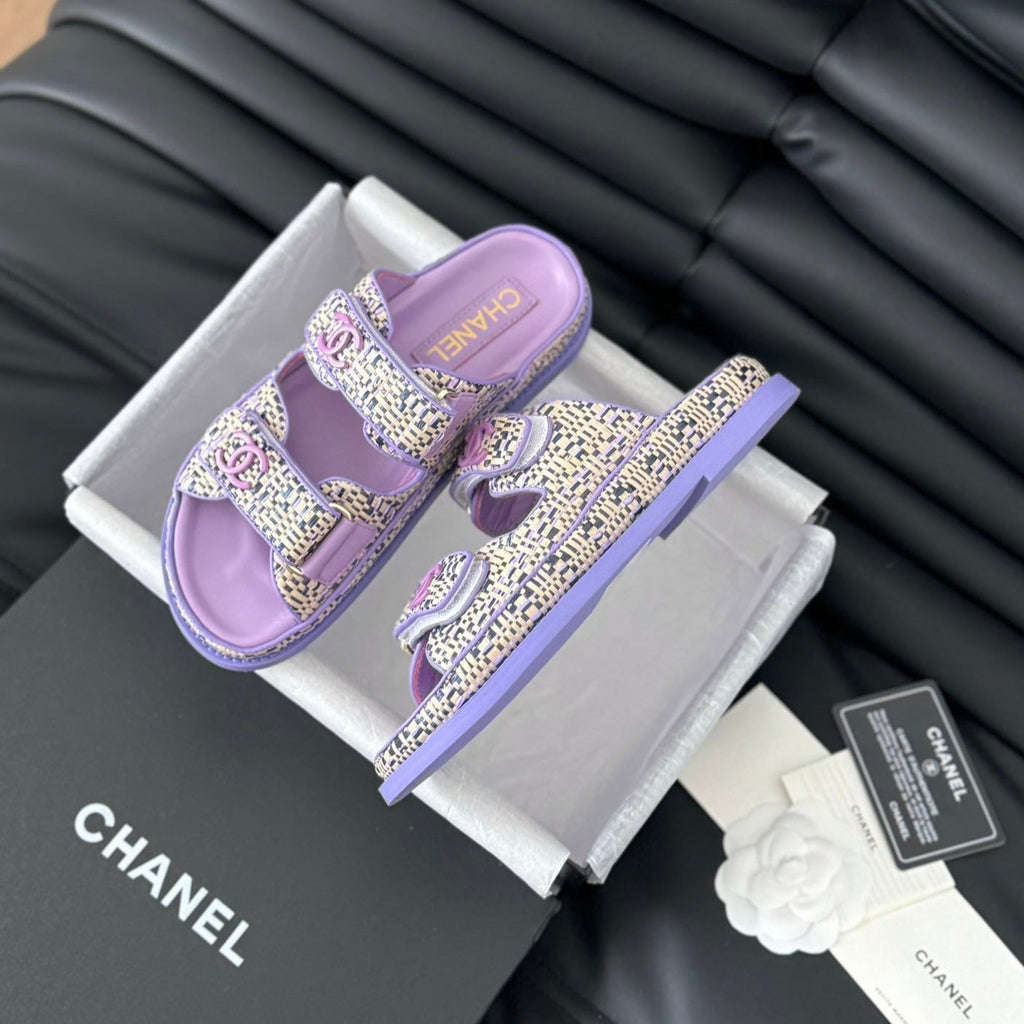 Chanel Mule Sanndals Sheepskin Heather Purple