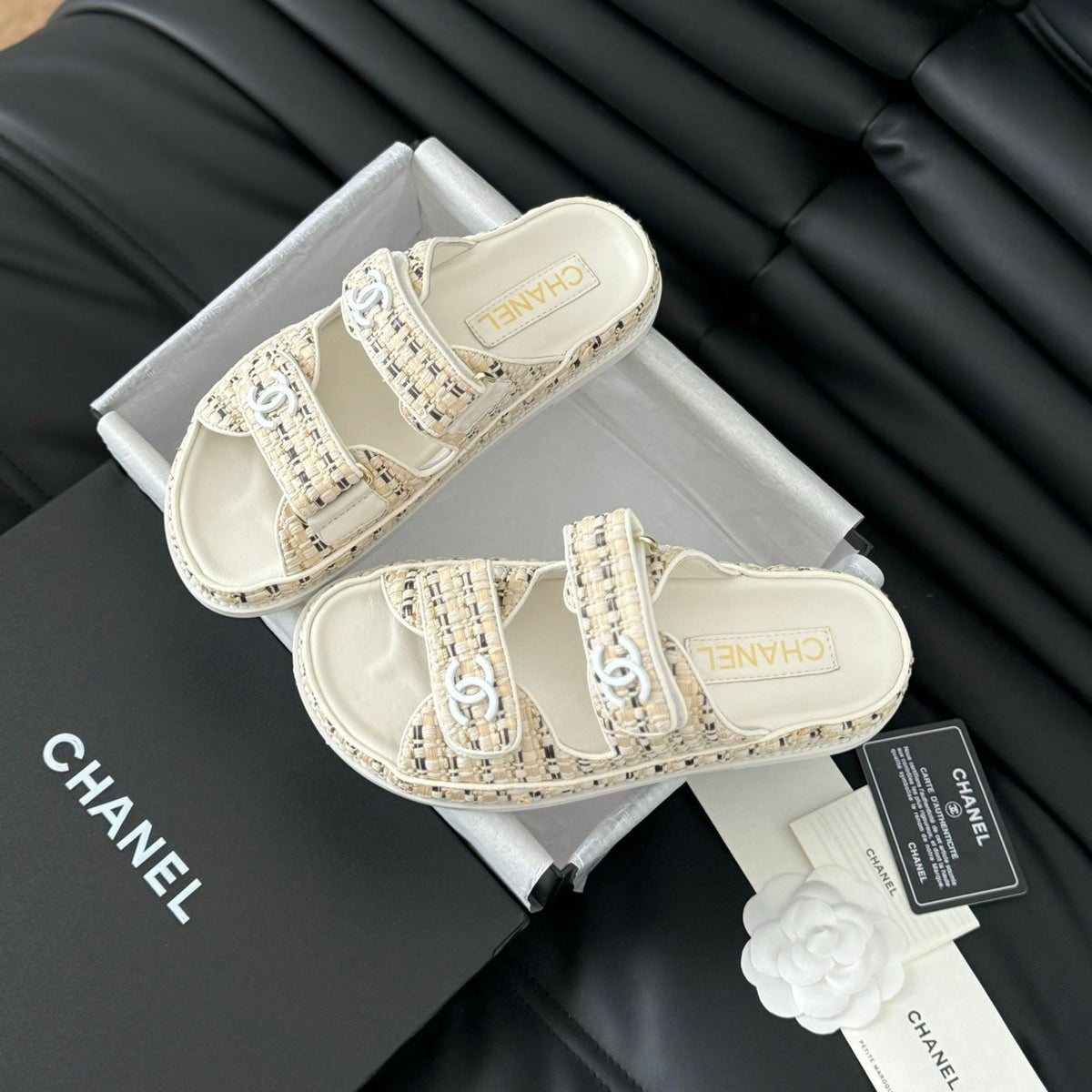 Chanel Mule Sandals Sheepskin Beige Cream