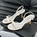 Chanel Pearl Sandal in White Lambskin 75 mm
