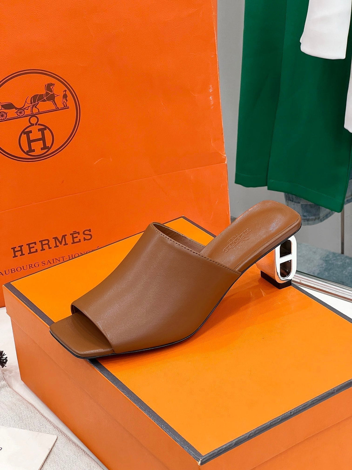 Hermes Iconique 60 Sandal in Bronze Brown Calfskin