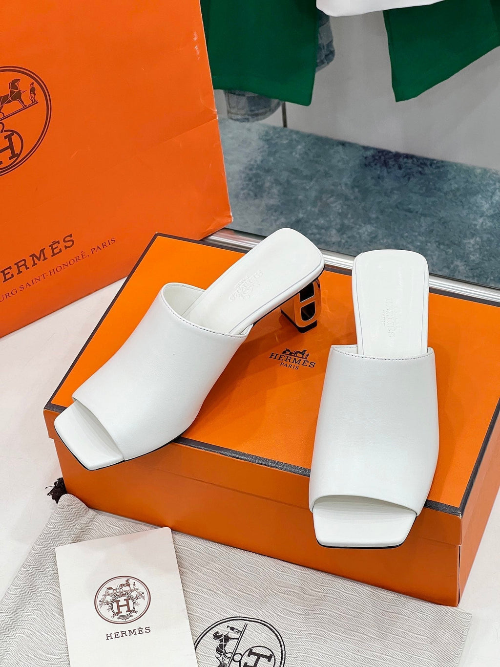 Hermes Iconique 60 Sandal in White Calfskin
