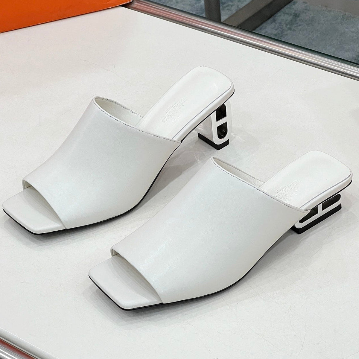 Hermes Iconique 60 Sandal in White Calfskin