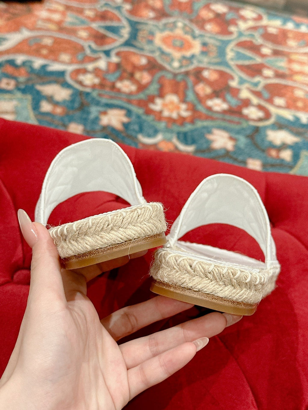 Chanel Flat Slippers in White Lambskin and Woven with Logo