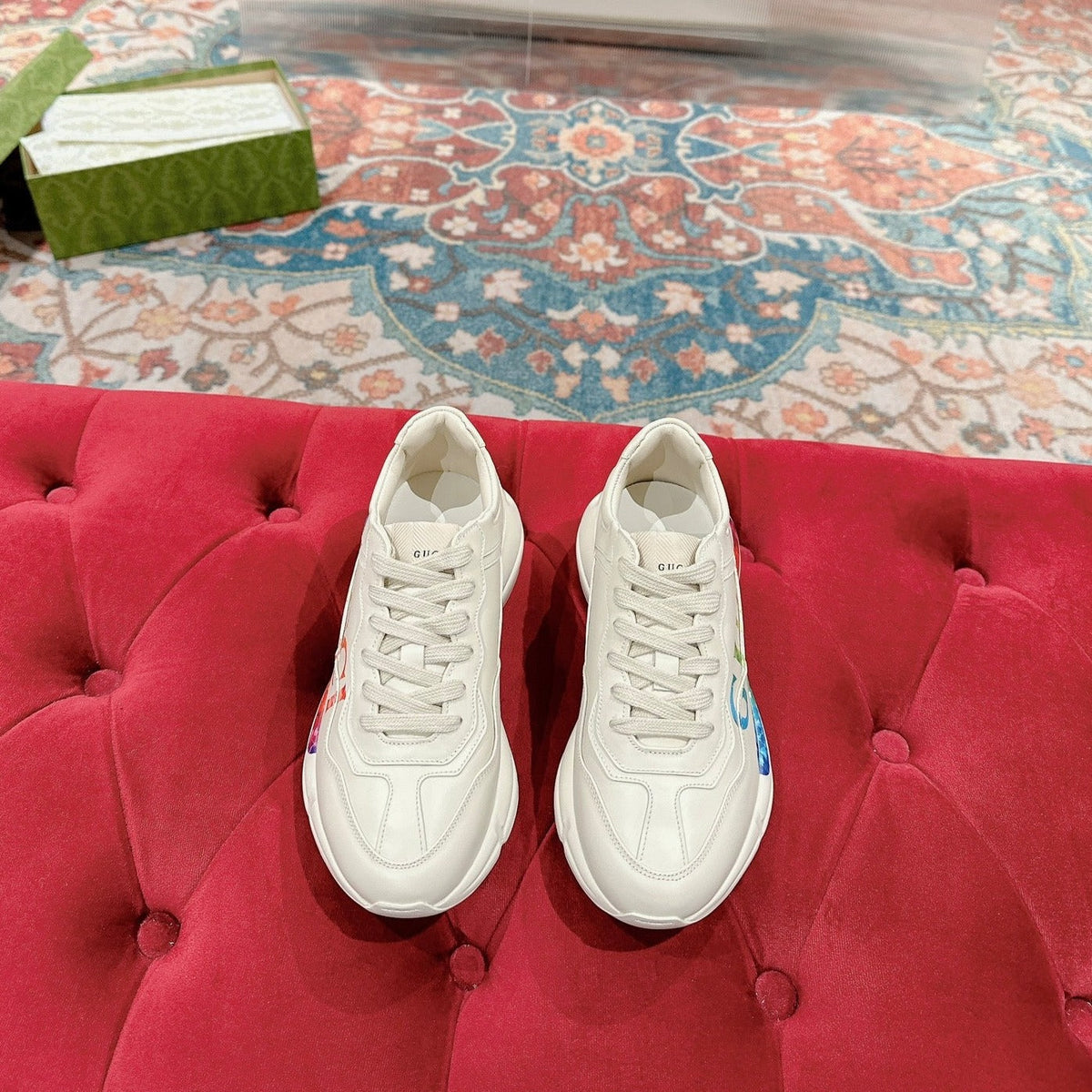 Gucci Rhyton Trainer White Calfskin with Multi Patterns