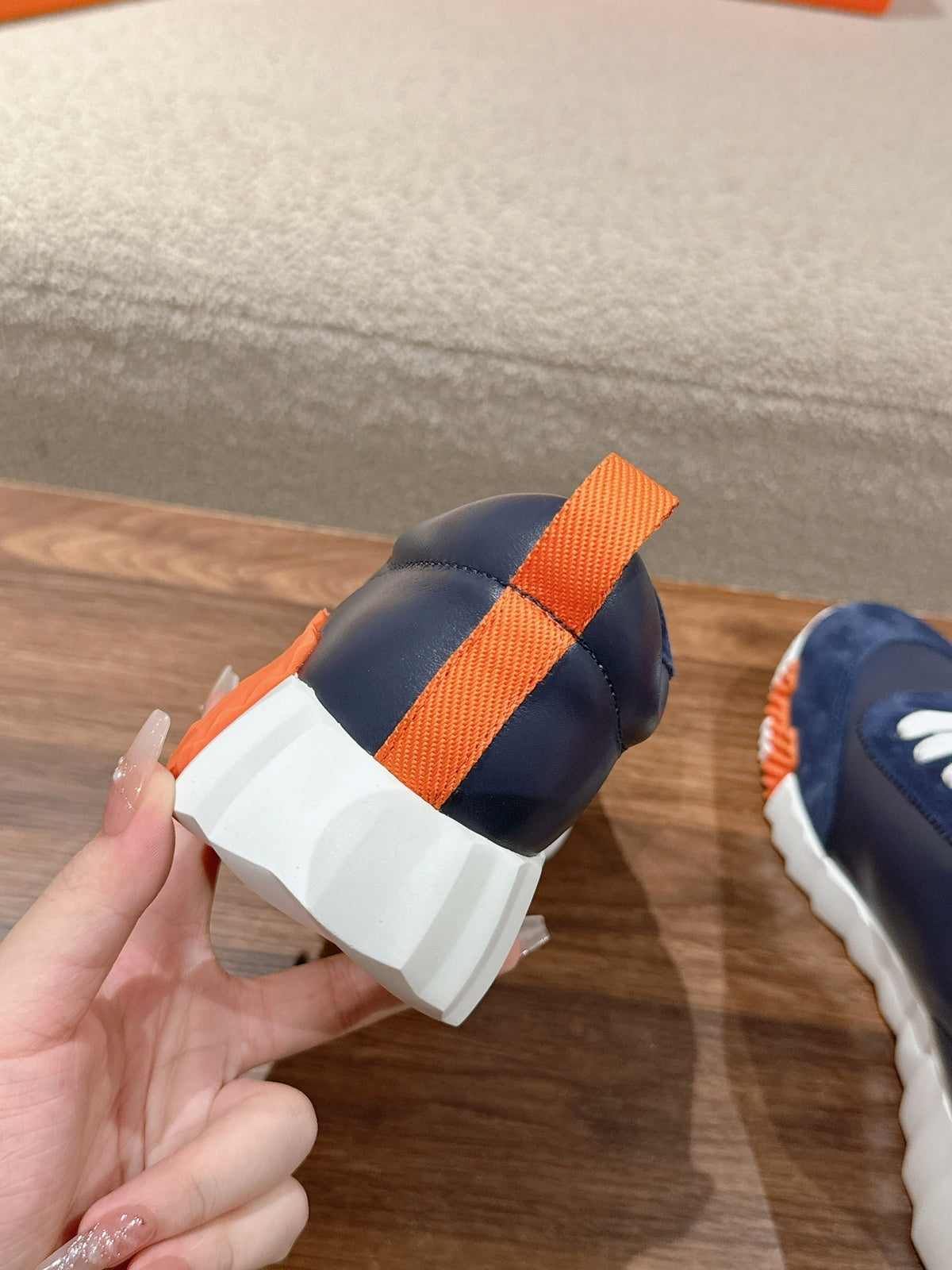 Hermes Mainland Sneaker in Navy Blue Suede and Calfskin 959294