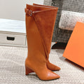Hermes Hilona 6 cm Boots in Bronze Brown Calfskin and Suede
