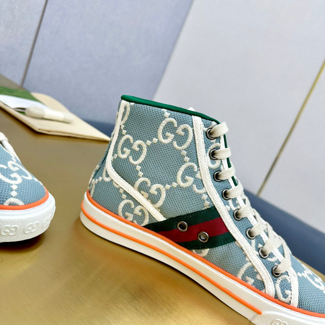 Gucci Tennis 1977 High-Top Trainer Sky Canvas