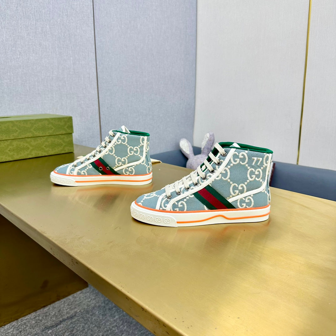 Gucci Tennis 1977 High-Top Trainer Sky Canvas