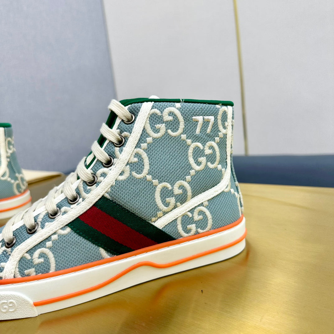 Gucci Tennis 1977 High-Top Trainer Sky Canvas
