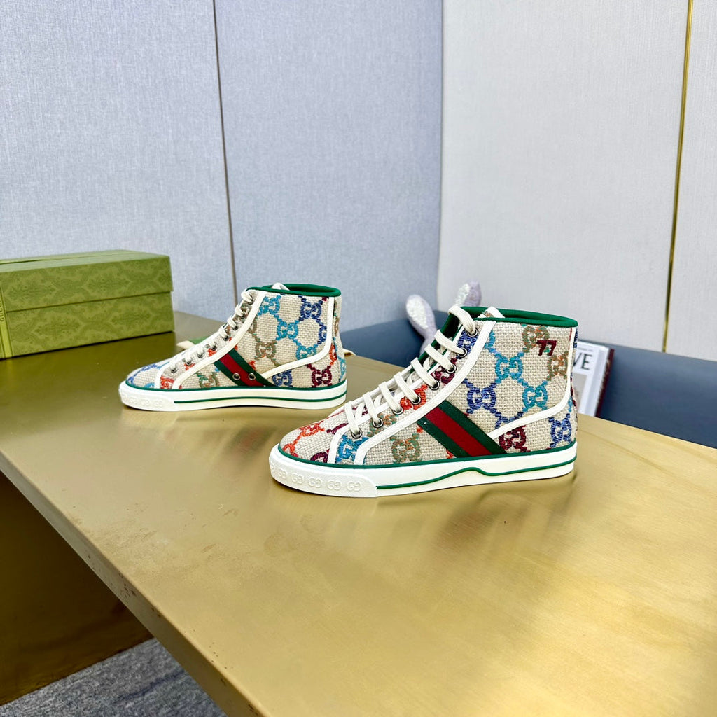 Gucci Tennis 1977 High-Top Trainer Cream Canvas