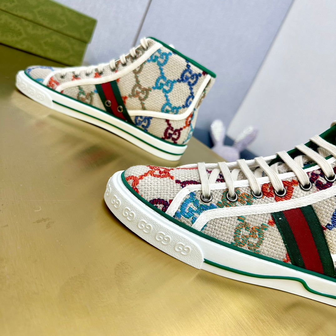 Gucci Tennis 1977 High-Top Trainer Cream Canvas