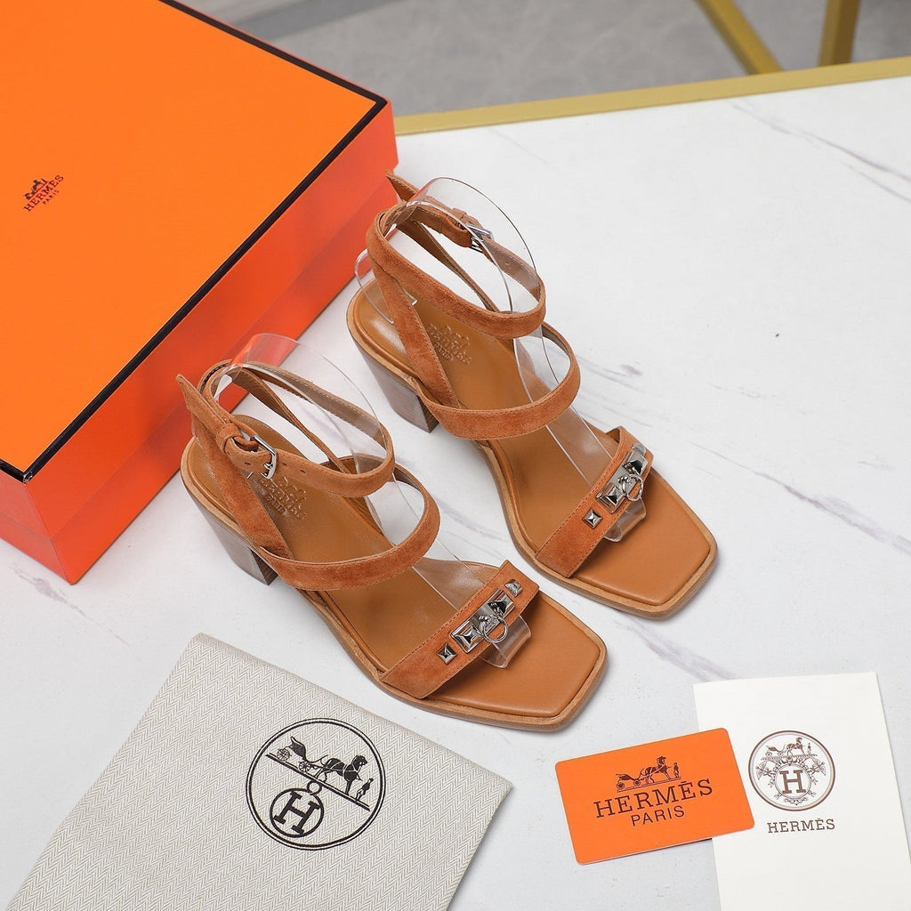 Hermes Ivresse 65 Sandal Caramel Suede