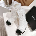 Chanel Short Boots in White Lamb Fur and Lambskin 962188