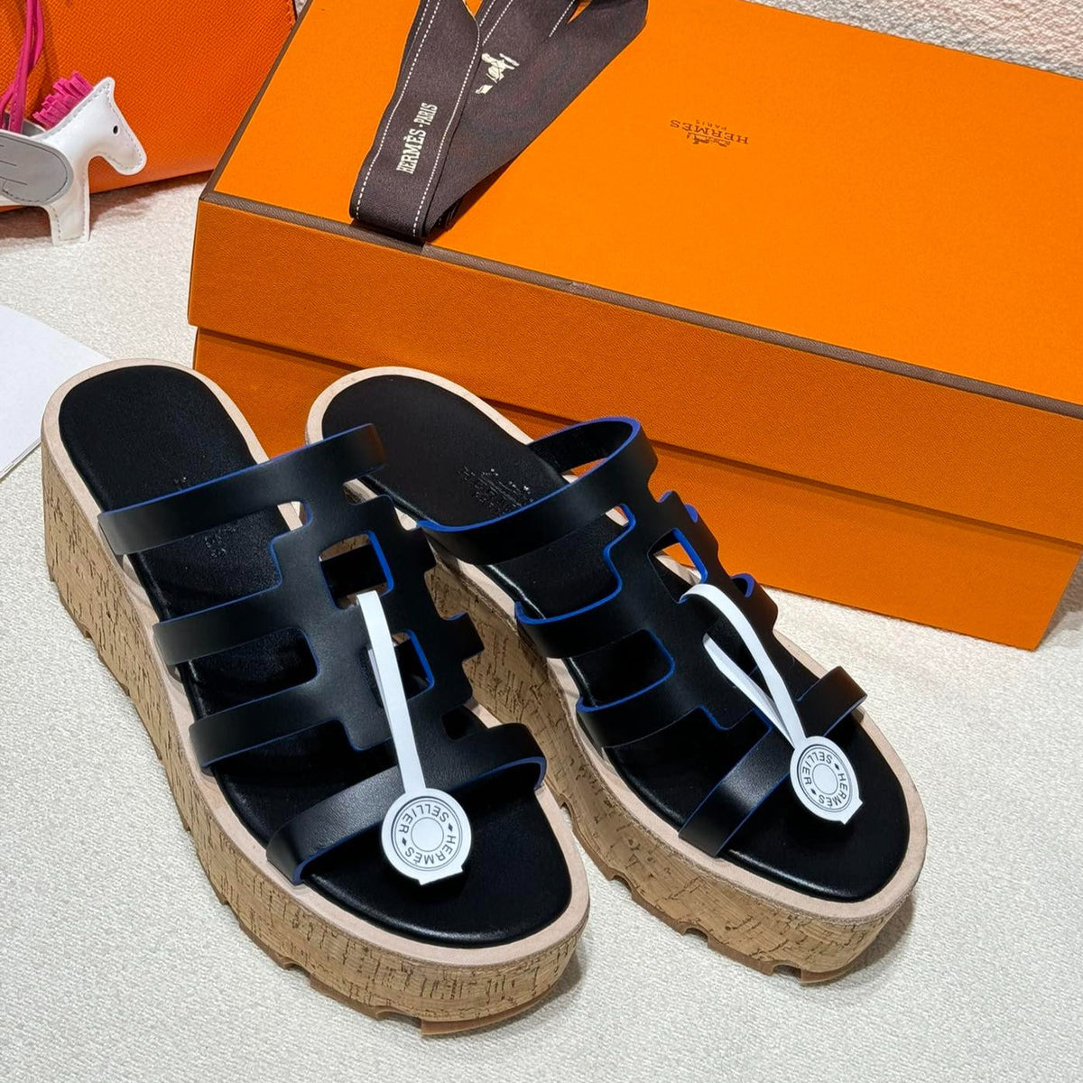 Hermes Isabella Sandal Black Calfskin
