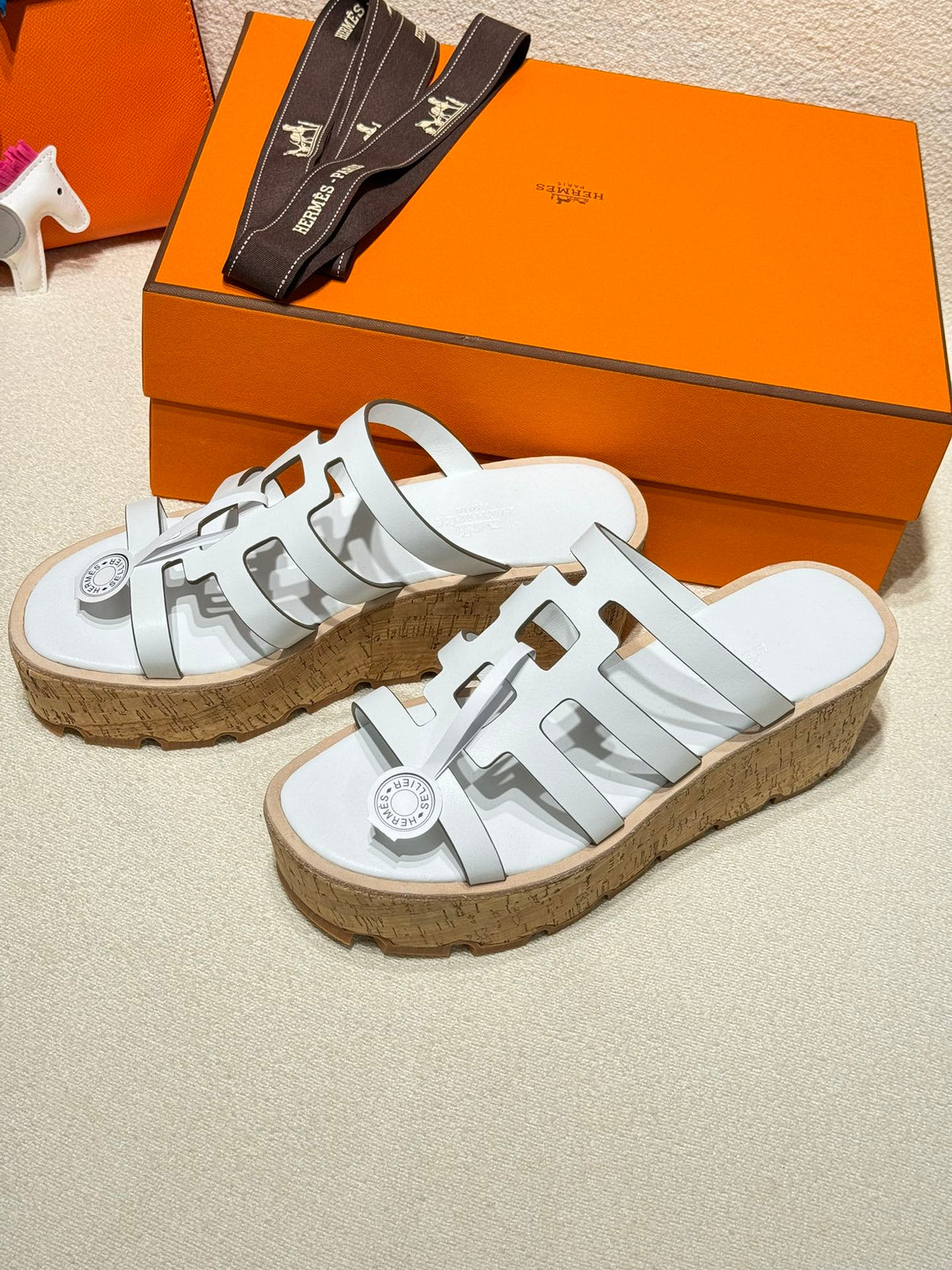 Hermes Isabella Sandal White Calfskin