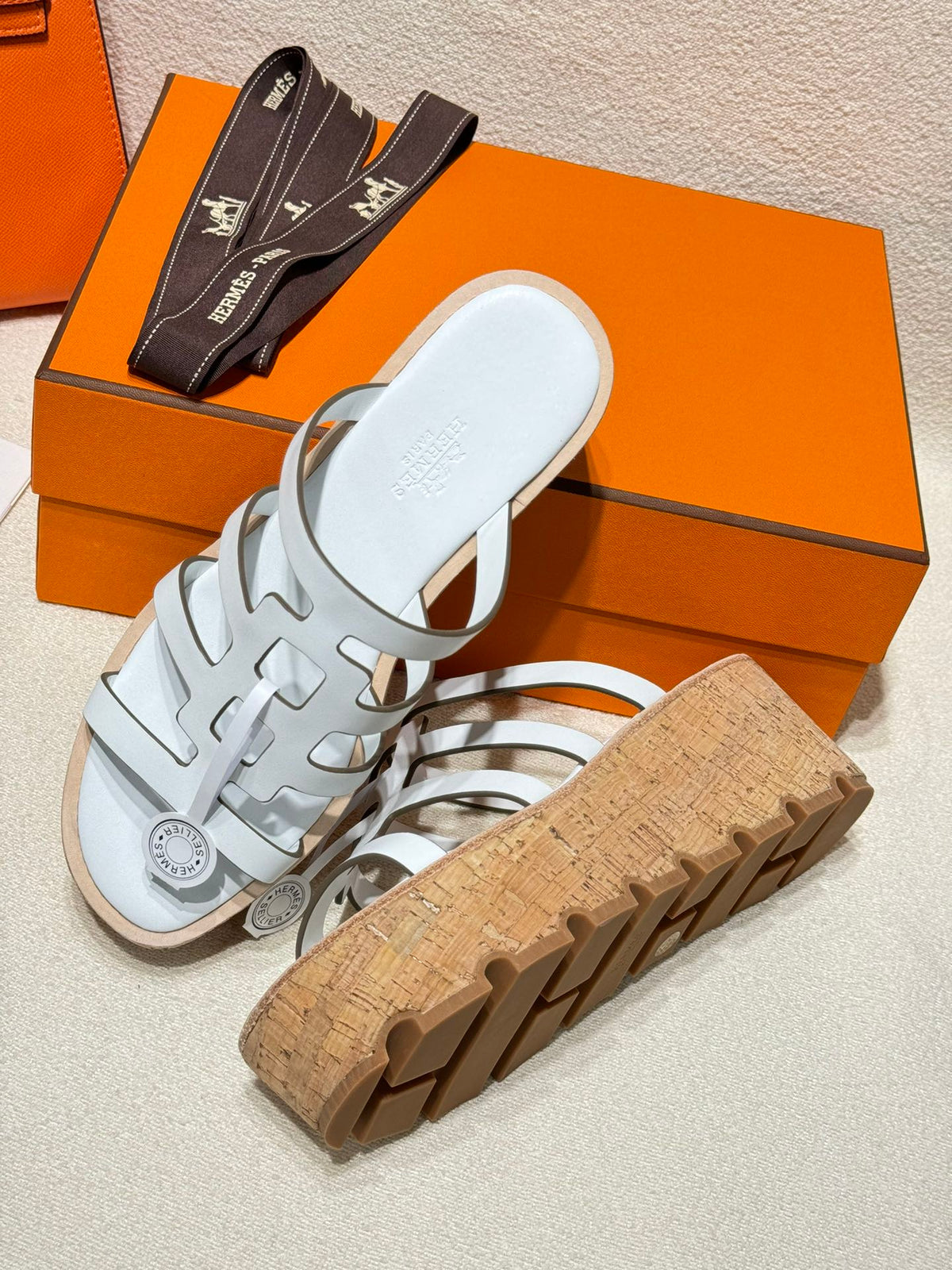 Hermes Isabella Sandal White Calfskin