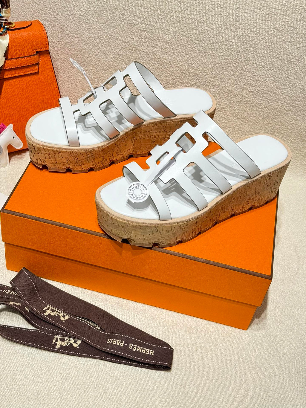 Hermes Isabella Sandal White Calfskin