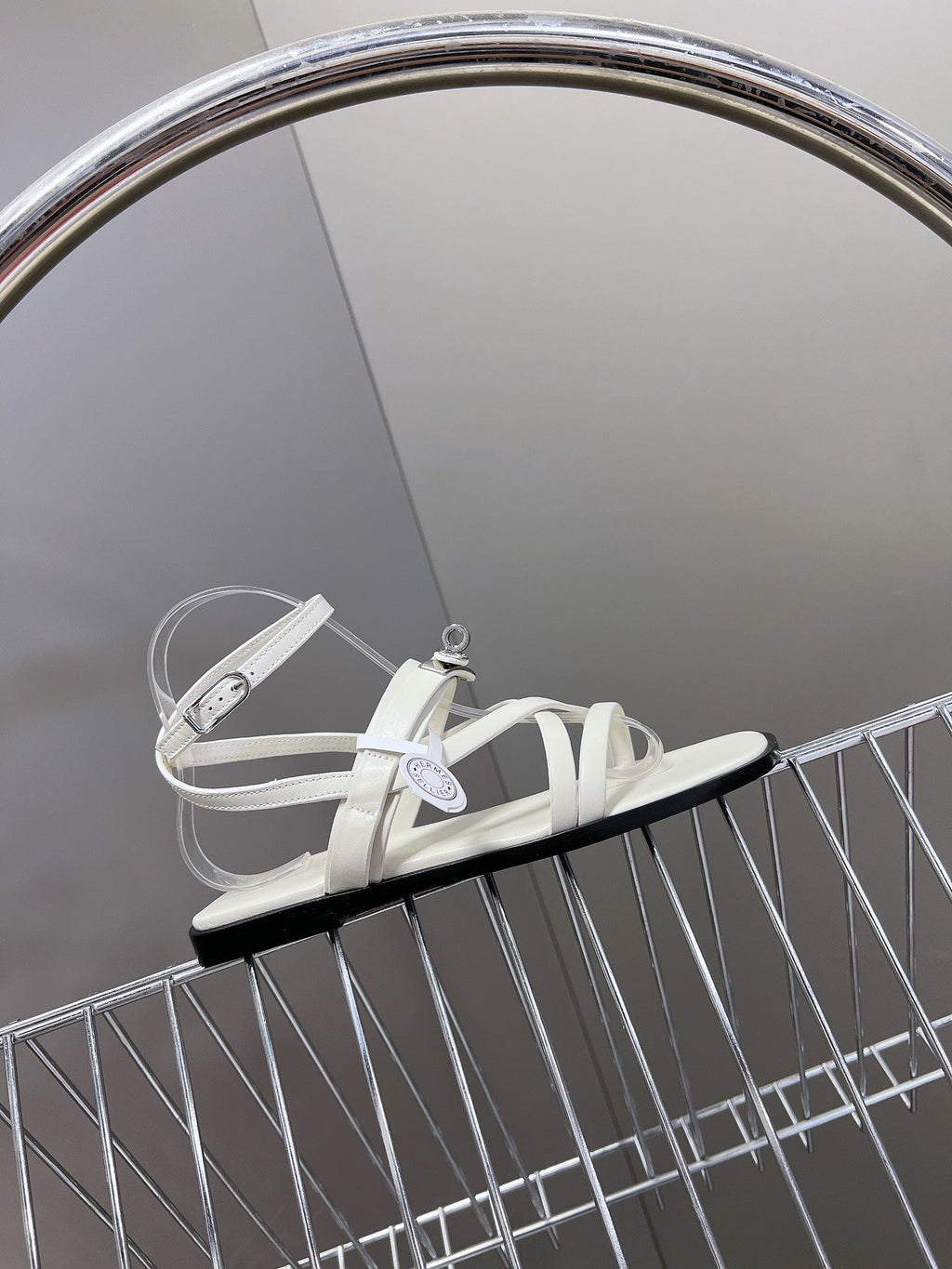 Hermes June Sandal White Calfskin
