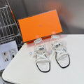 Hermes June Sandal White Calfskin