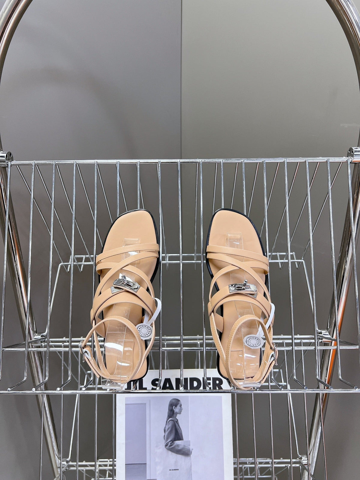 Hermes June Sandal Beige Calfskin