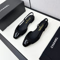 Chanel Slingback Black Tweed and Calfskin