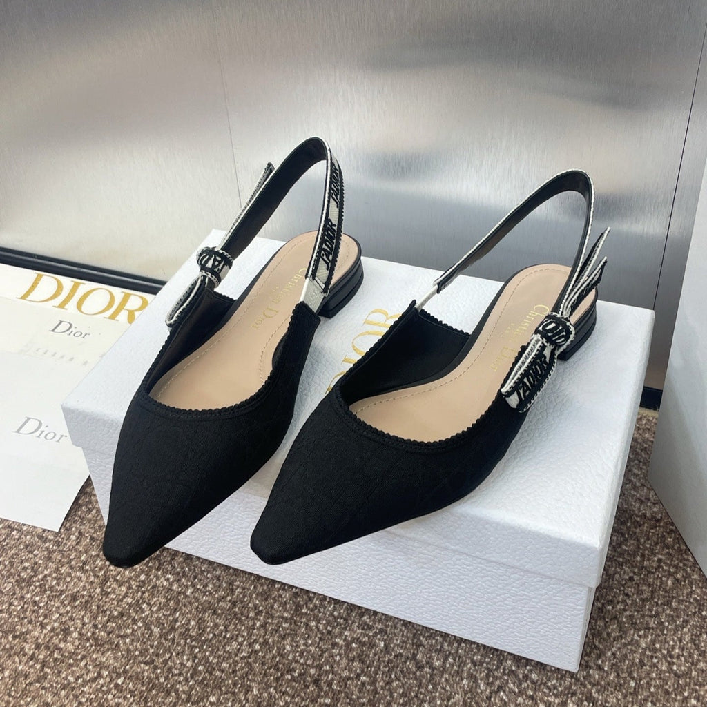 Dior J'A Slingback 25S in Black Quake Oblique Embroidered Fabric