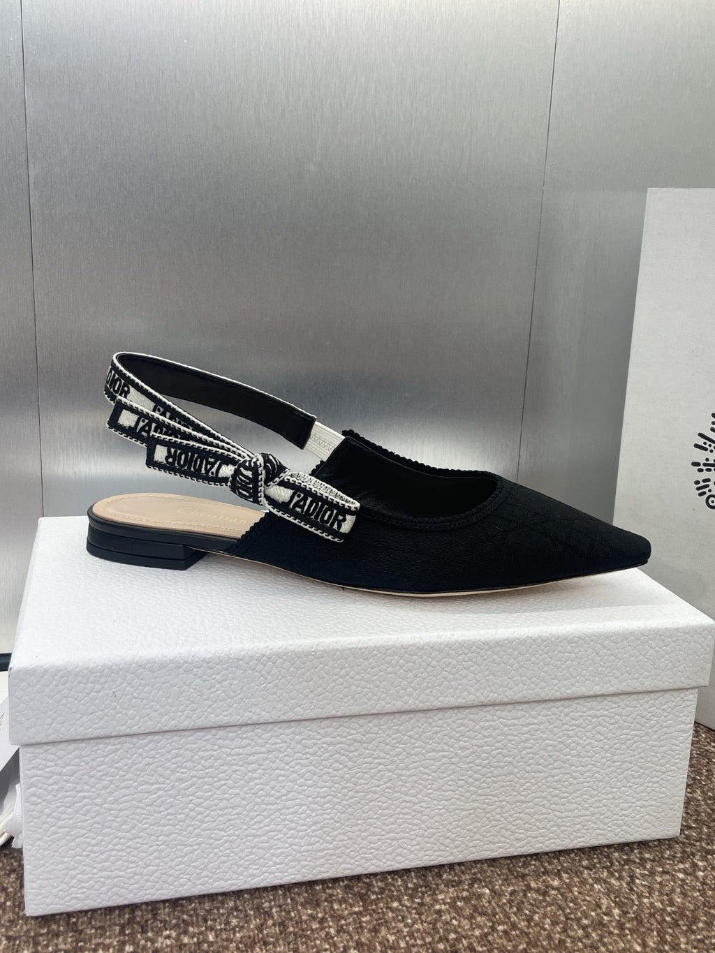 Dior J'A Slingback 25S in Black Quake Oblique Embroidered Fabric