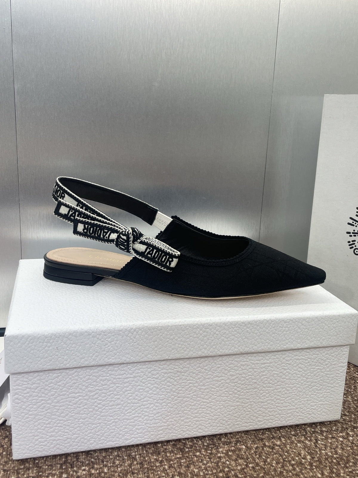 Dior J'A Slingback 25S in Black Quake Oblique Embroidered Fabric