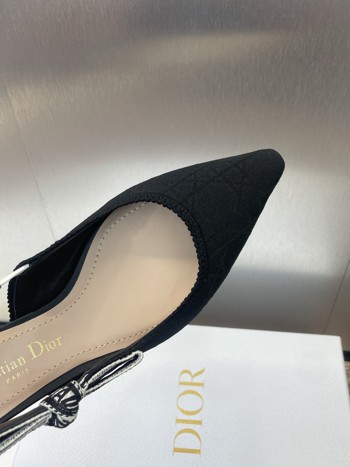 Dior J'A Slingback 25S in Black Quake Oblique Embroidered Fabric
