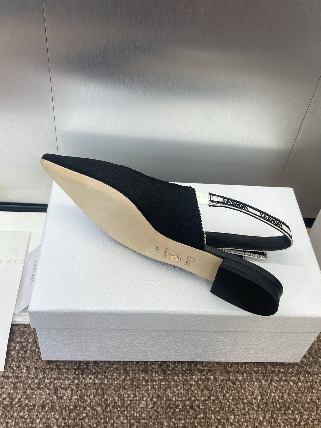 Dior J'A Slingback 25S in Black Quake Oblique Embroidered Fabric