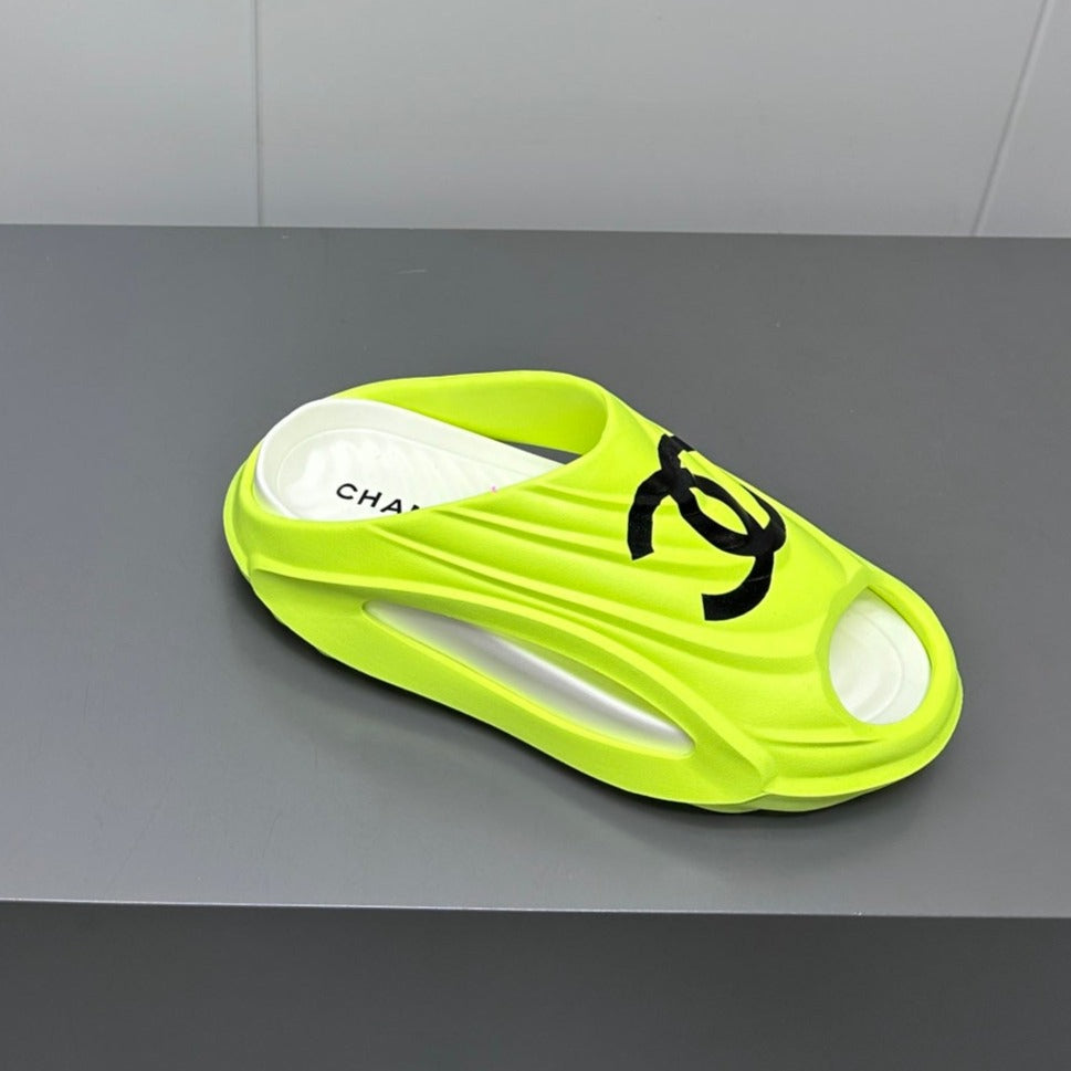 Chanel New Double C Foam Lightweight Slippers Boat Lemon Yelllow