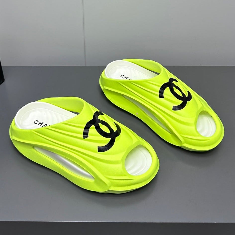 Chanel New Double C Foam Lightweight Slippers Boat Lemon Yelllow